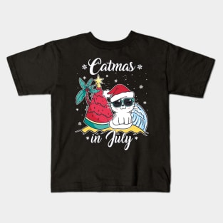 Christmas in July "Catmas in July" Funny Cat Kids T-Shirt